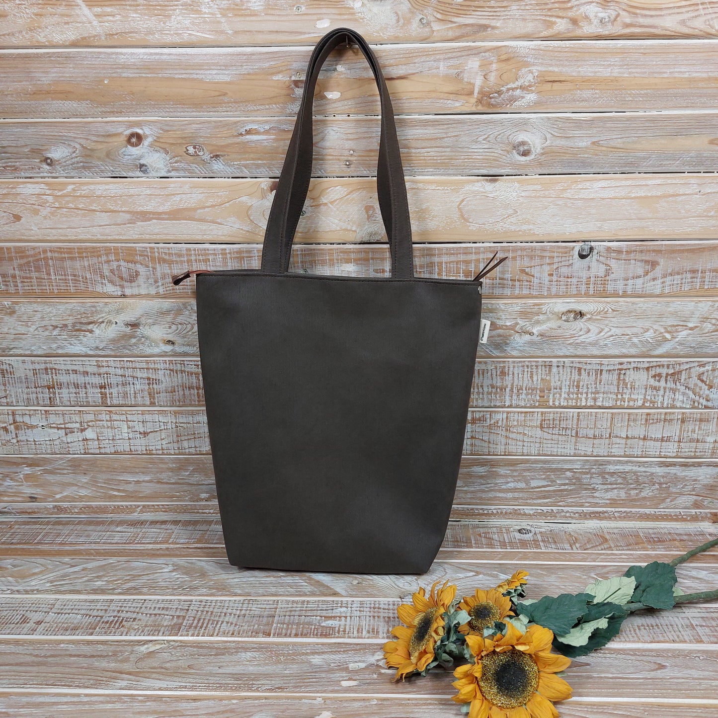 Bruna Shopper L tobacco striped
