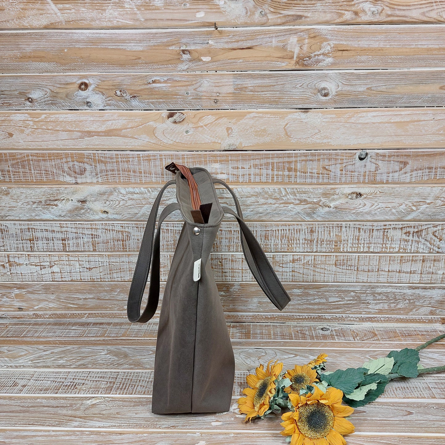 Bruna Shopper L tobacco striped