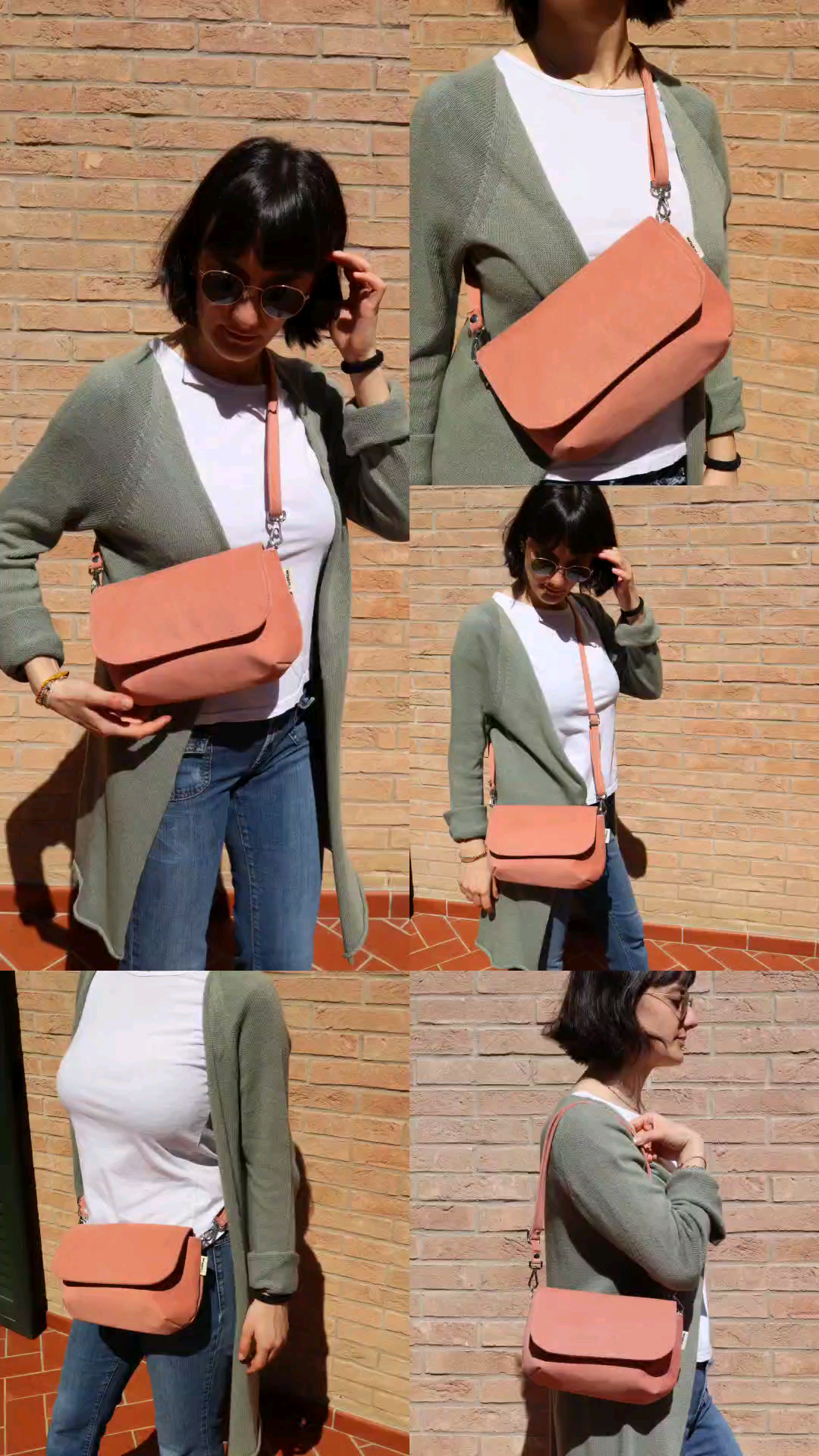 Tracolla "borchiata" sabbia