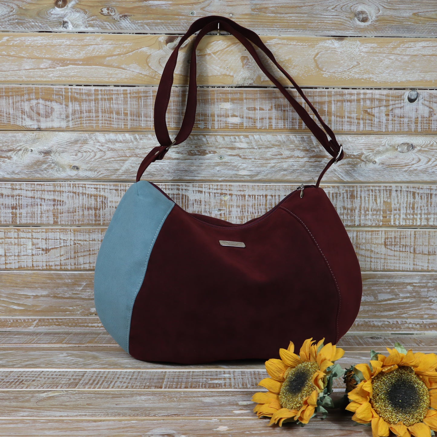 Hobo Bag bordeaux azzurro