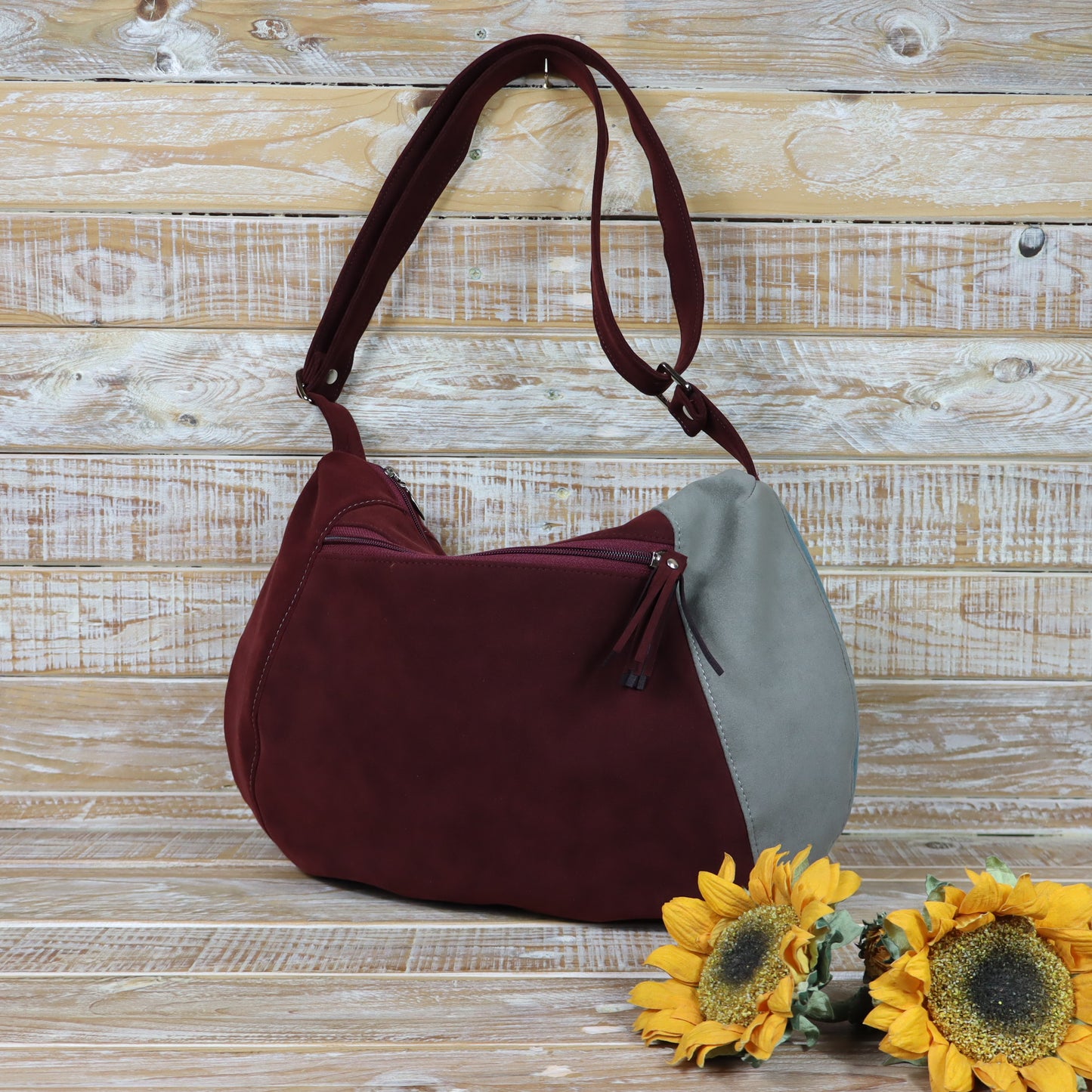 Hobo Bag bordeaux azzurro