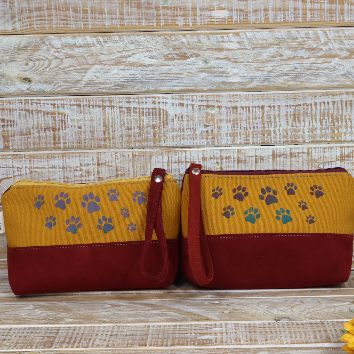 "Footprints" clutch bag