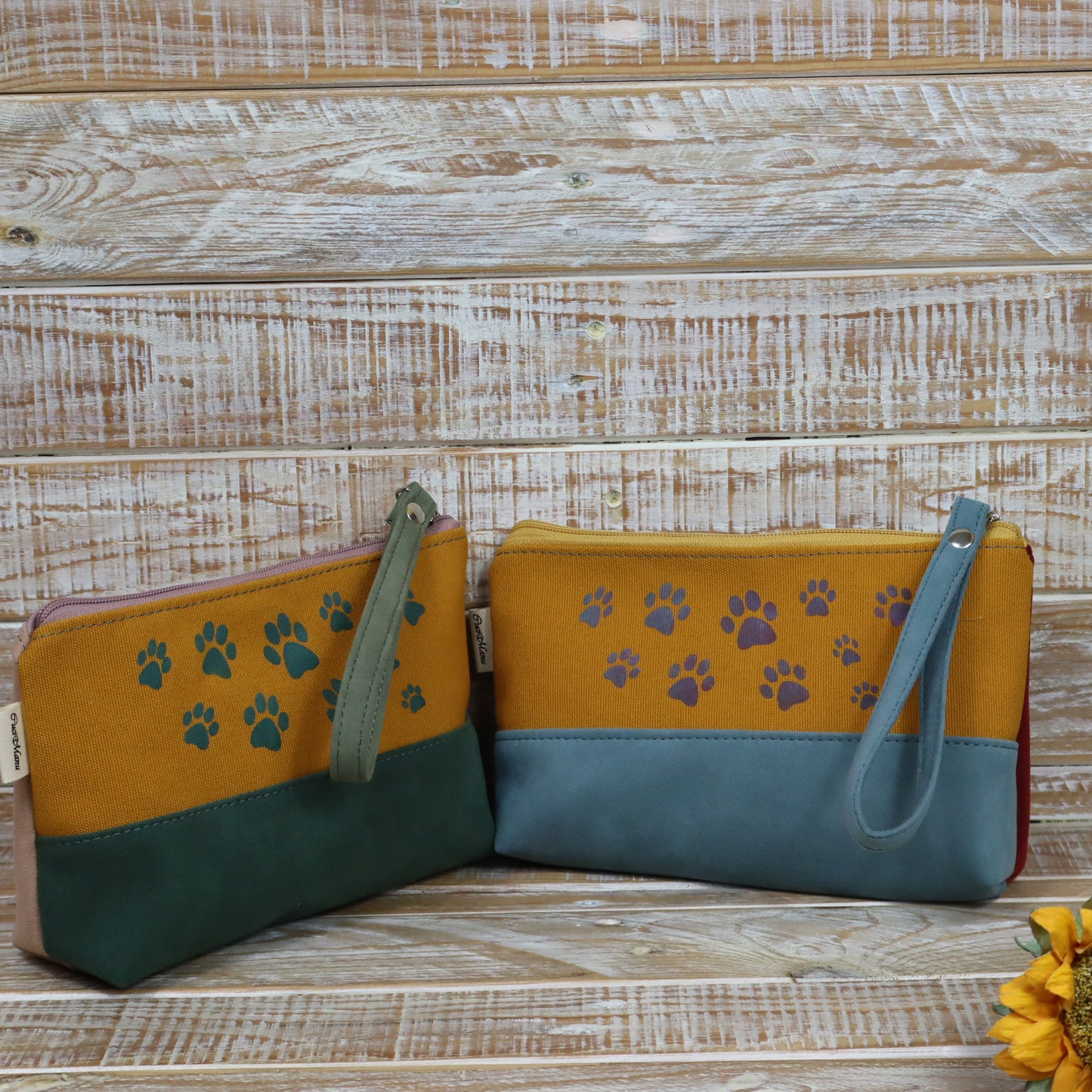 "Footprints" clutch bag