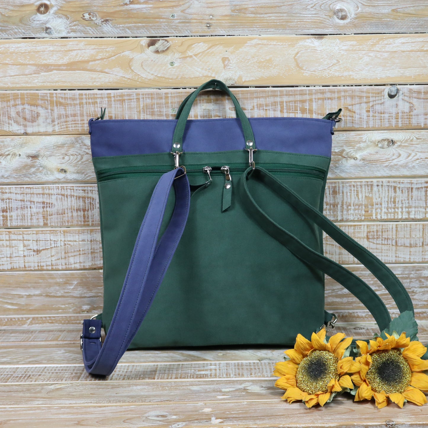 Borsa zaino verde-blu
