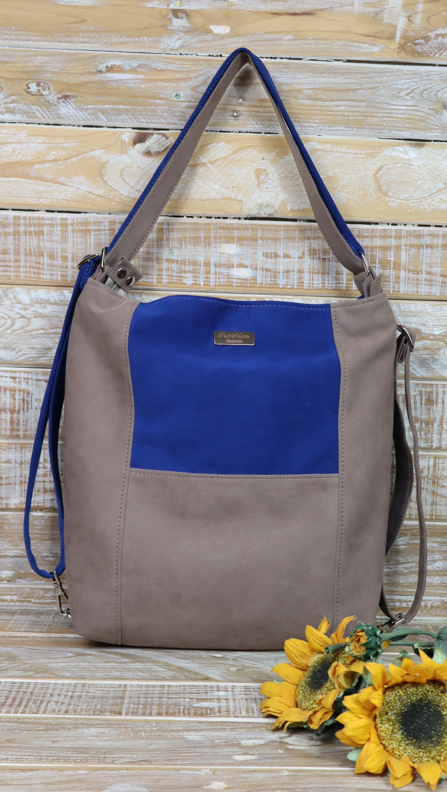 Borsa Zaino tortora blu
