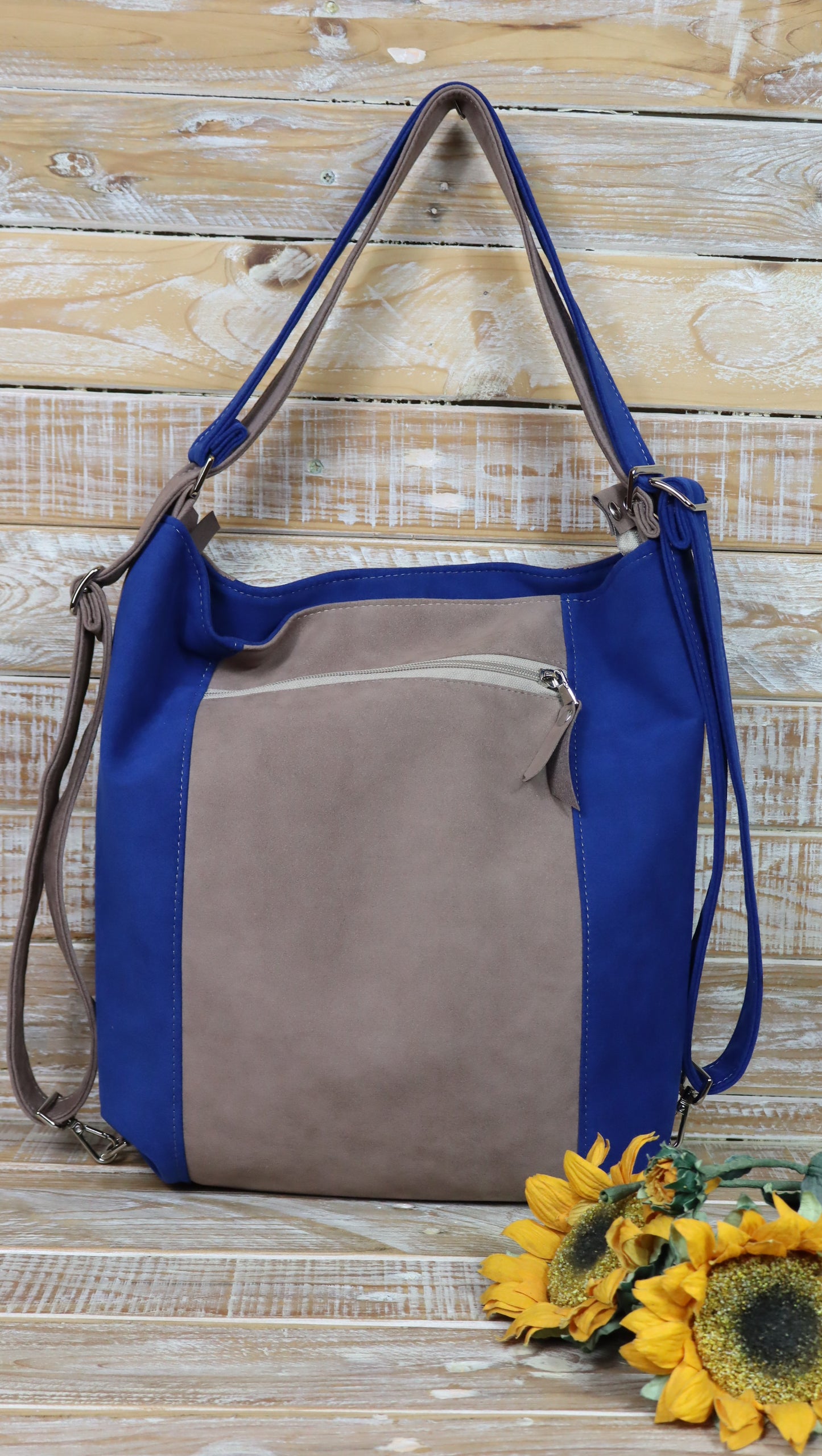 Borsa Zaino tortora blu