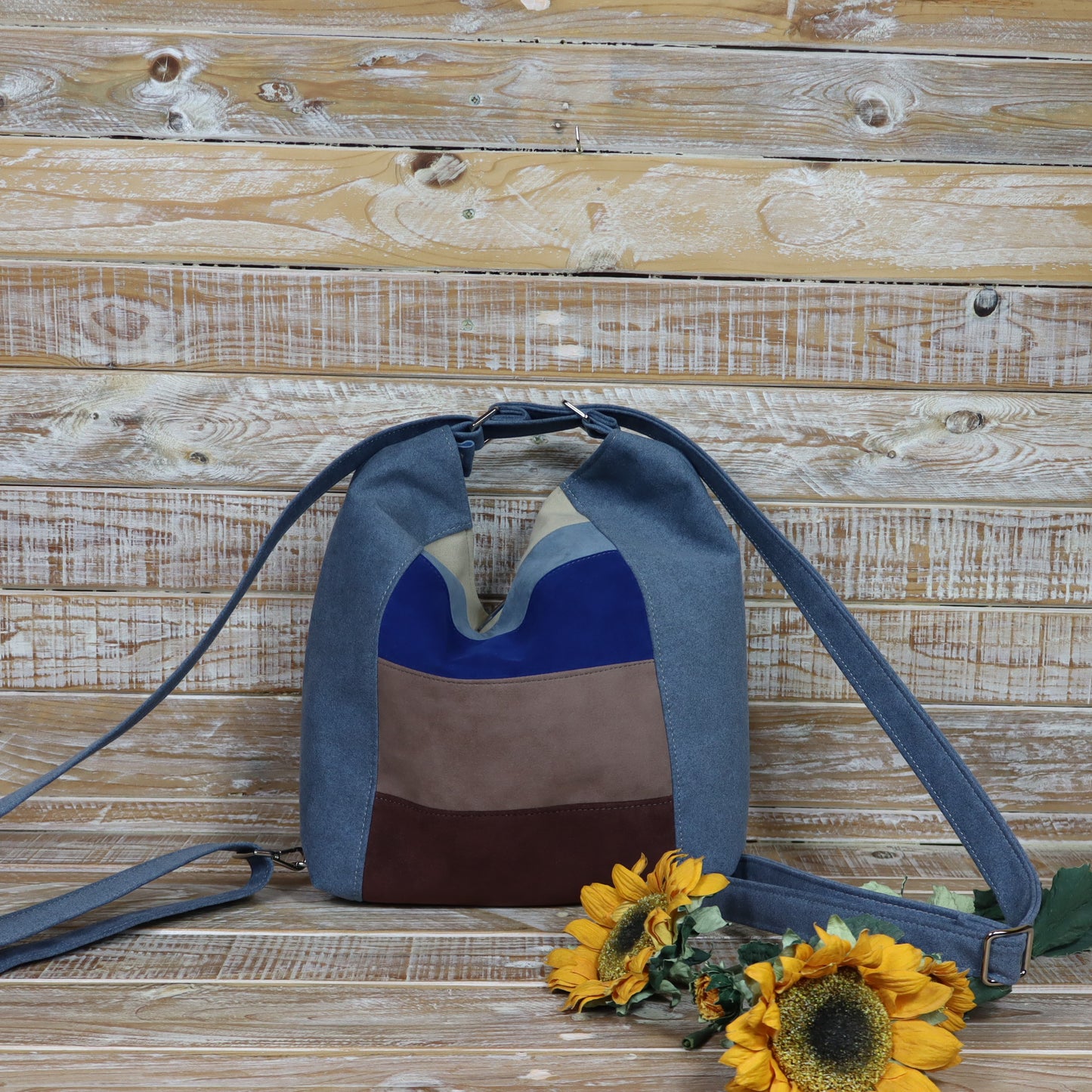 Borsa Zaino melange blu marrone