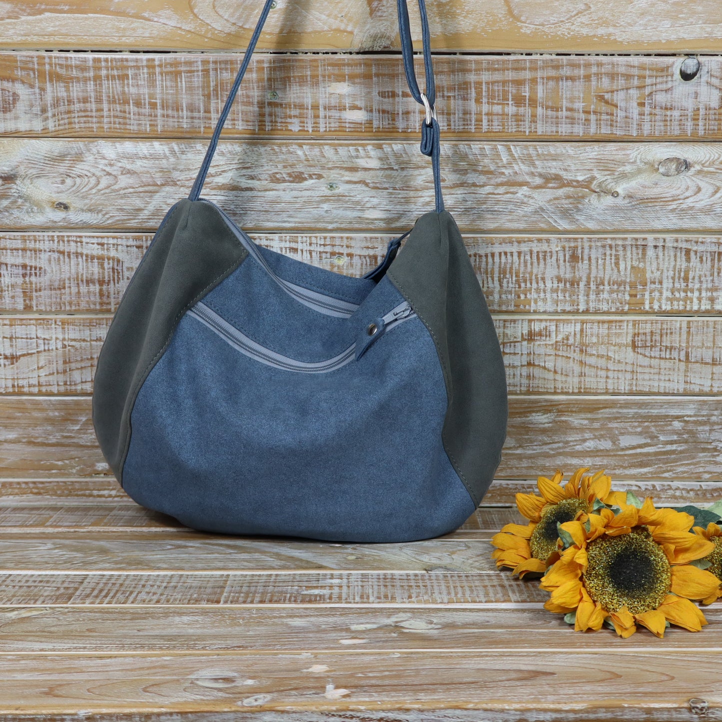 Hobo Bag melange azzurro grigio