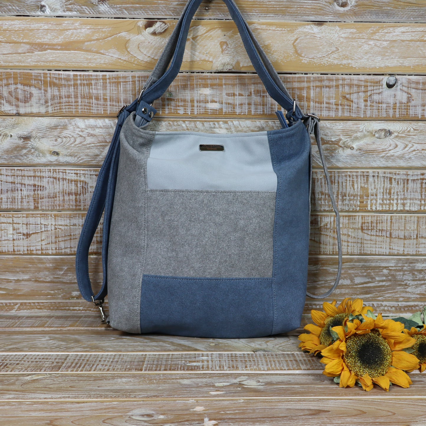 Borsa Zaino melange azzurro grigio