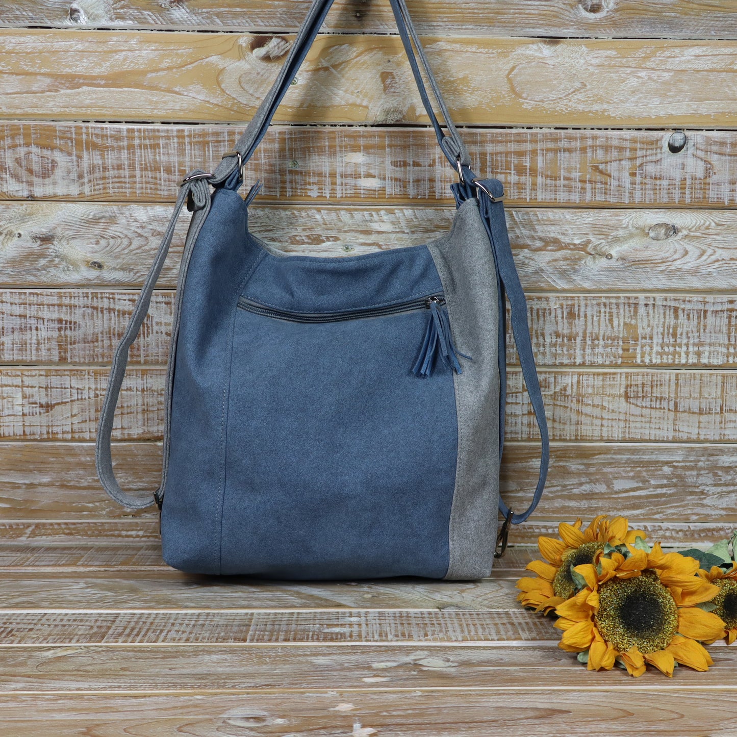 Borsa Zaino melange azzurro grigio