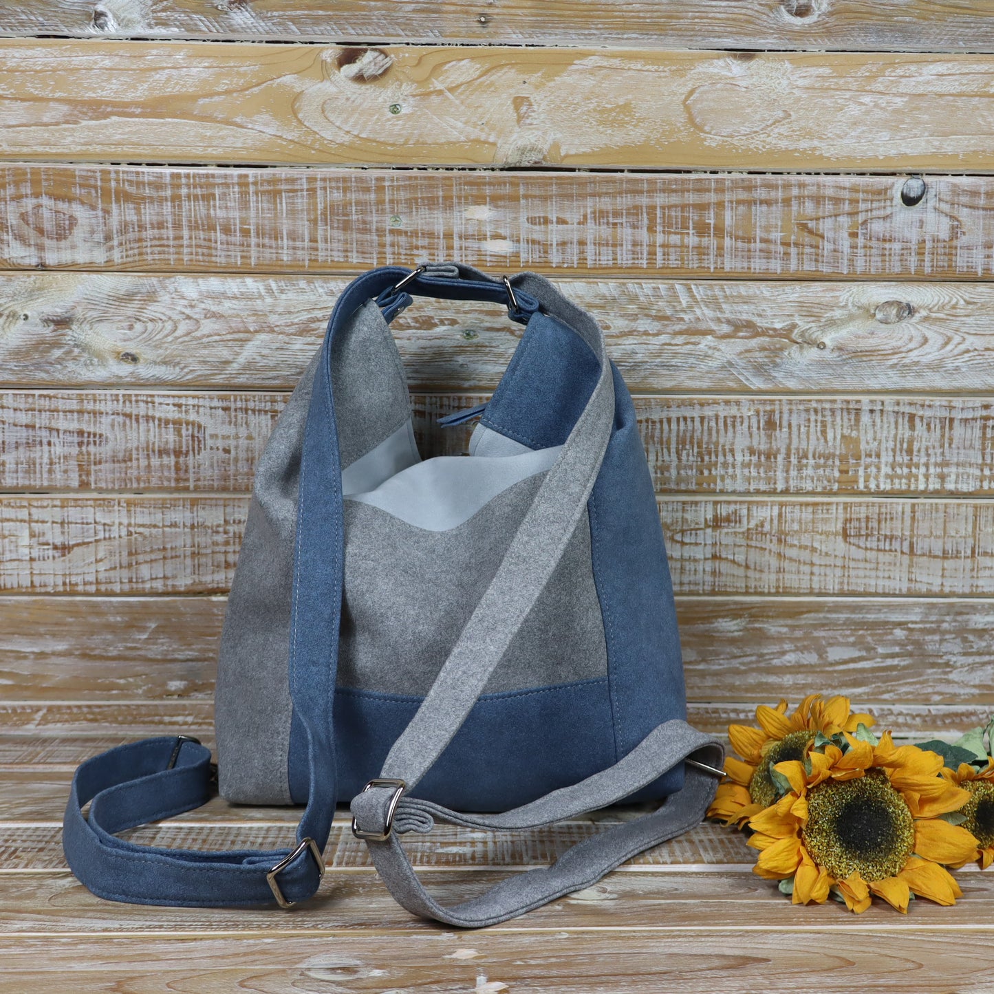 Borsa Zaino melange azzurro grigio