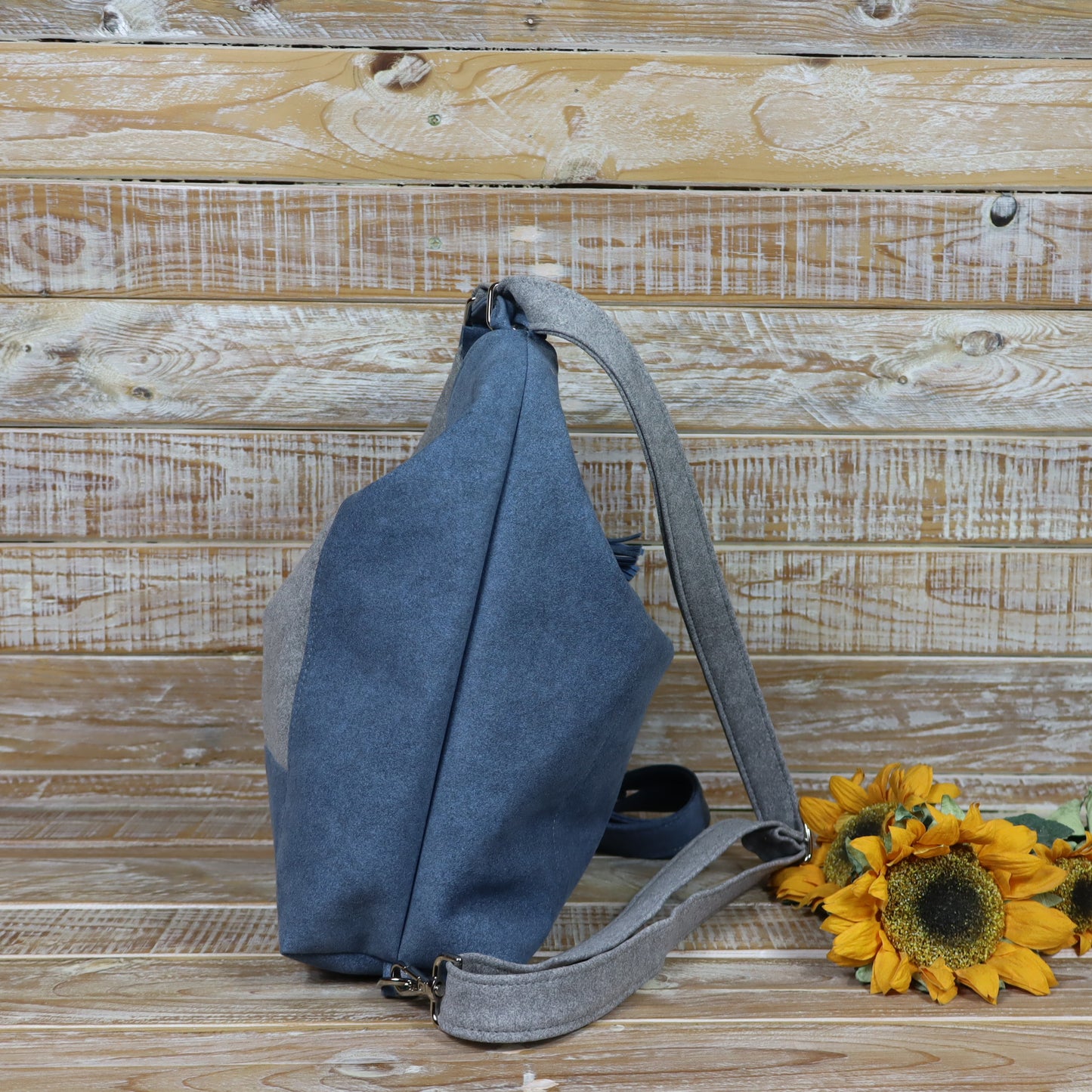 Borsa Zaino melange azzurro grigio