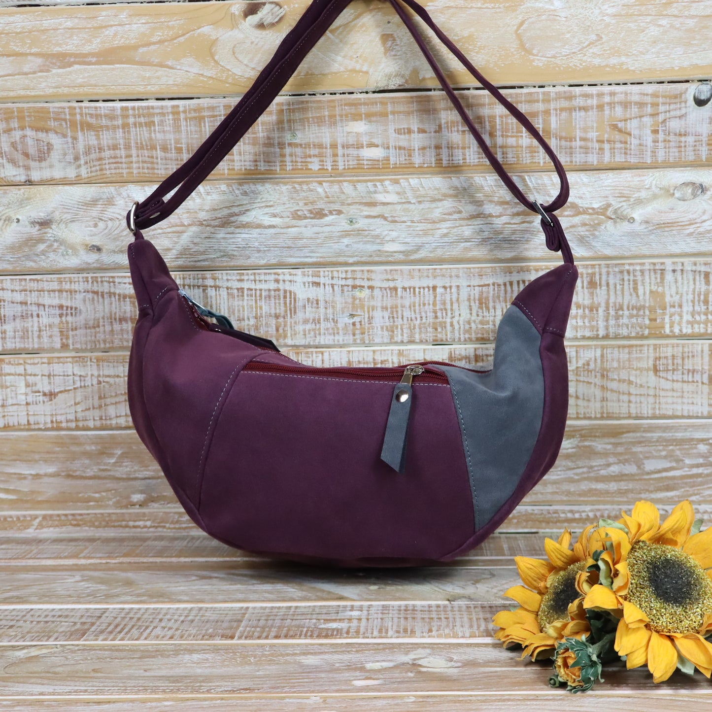 Hobo Bag vinaccia grigio azzurro