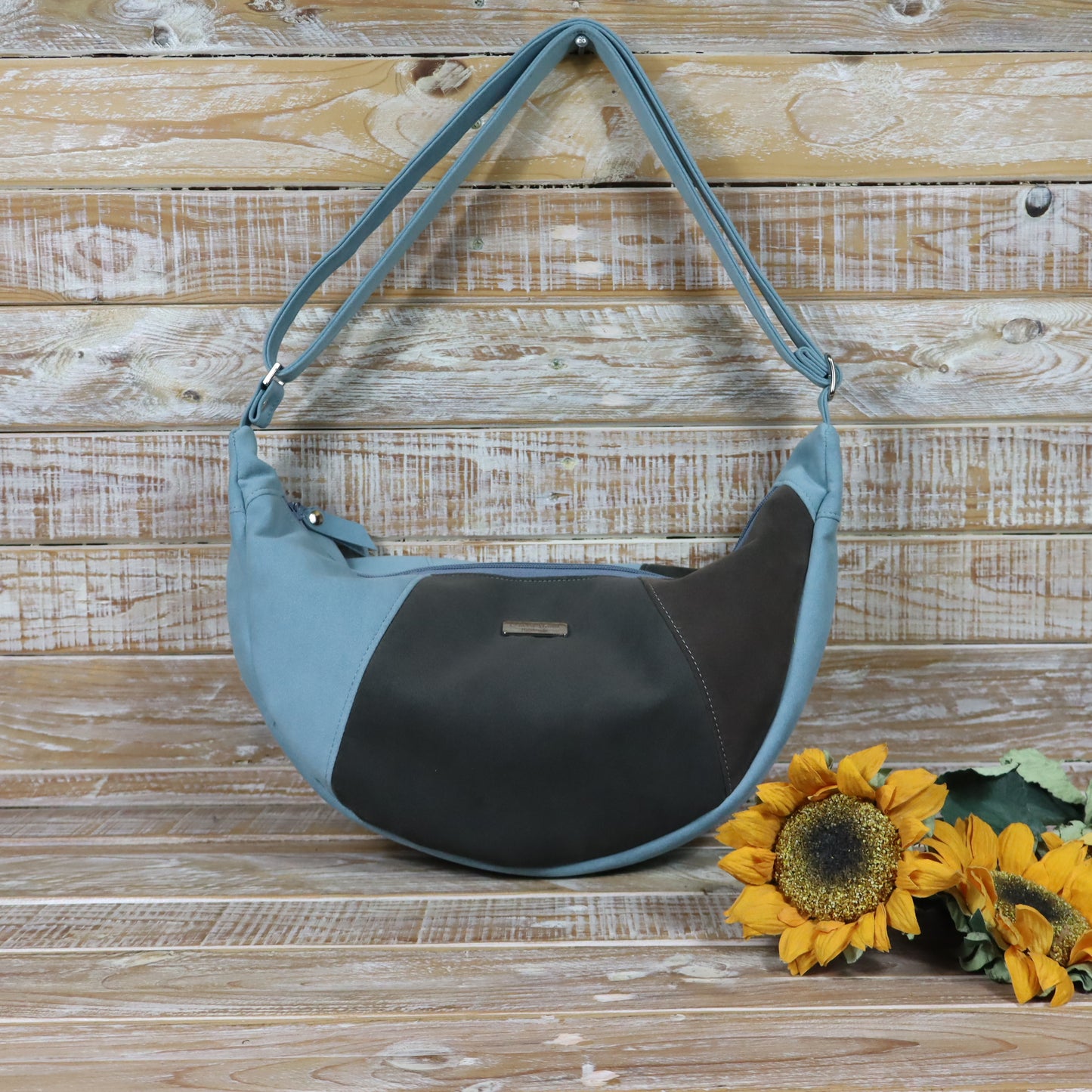 Hobo Bag celeste e caffè