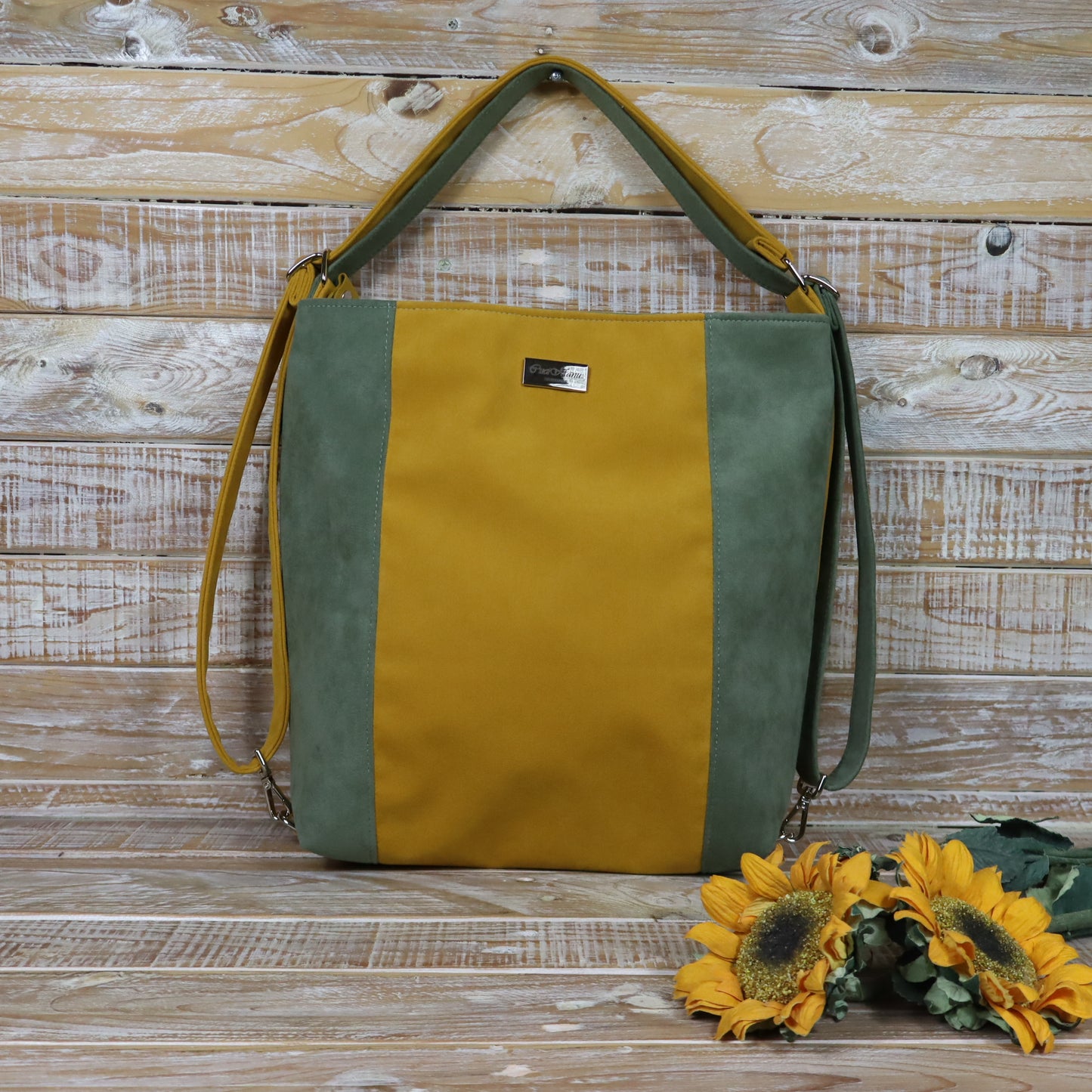 Grün Lila Rucksack Tasche