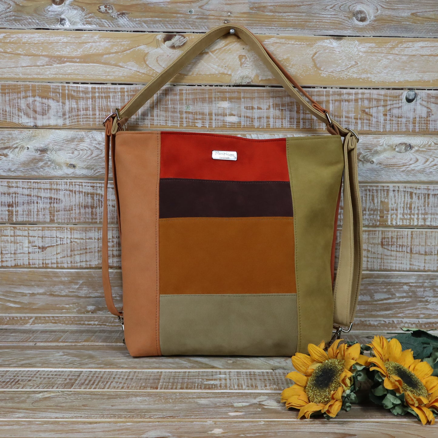 Grün Lila Rucksack Tasche