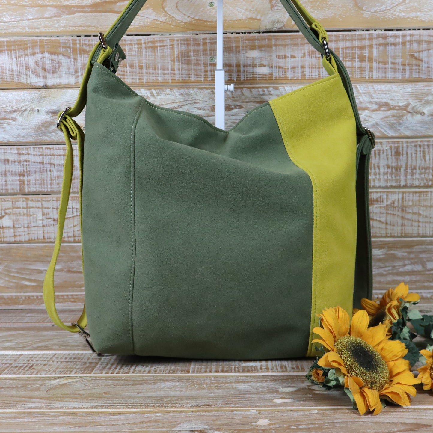 Grün Lila Rucksack Tasche