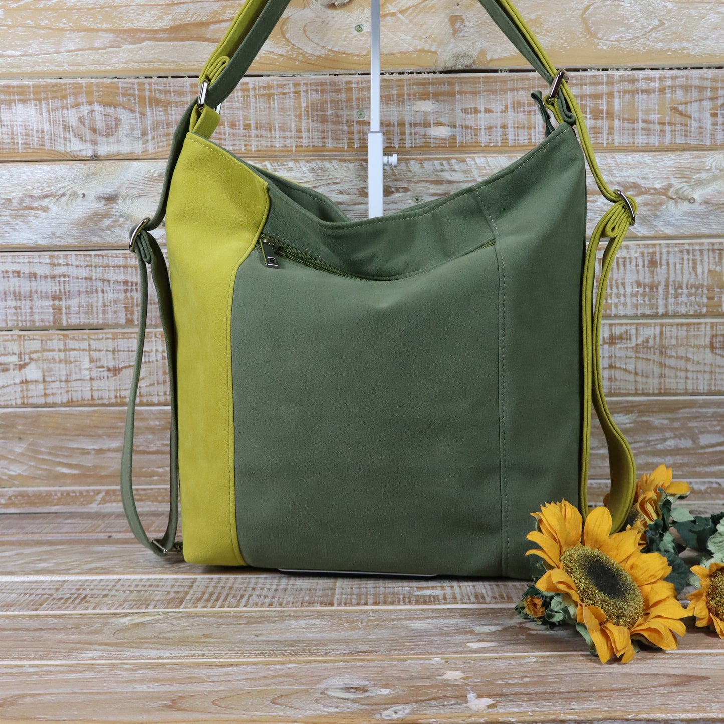 Grün Lila Rucksack Tasche