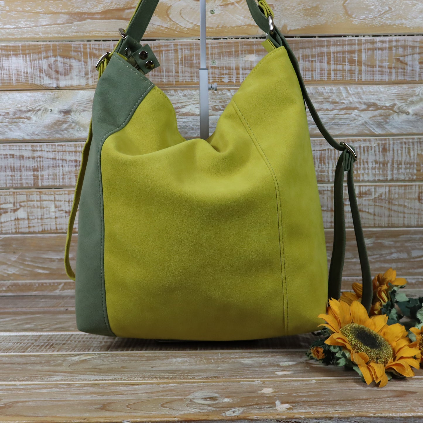 Grün Lila Rucksack Tasche