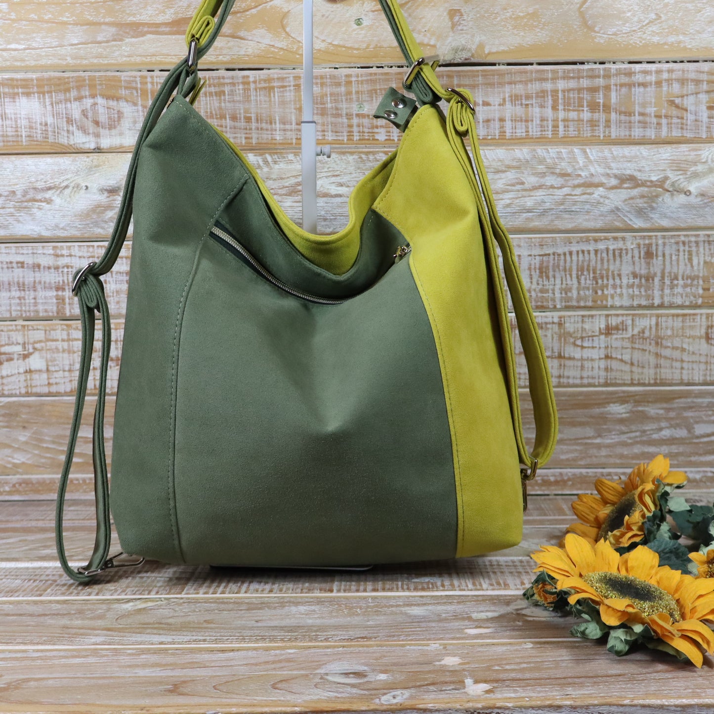 Grün Lila Rucksack Tasche