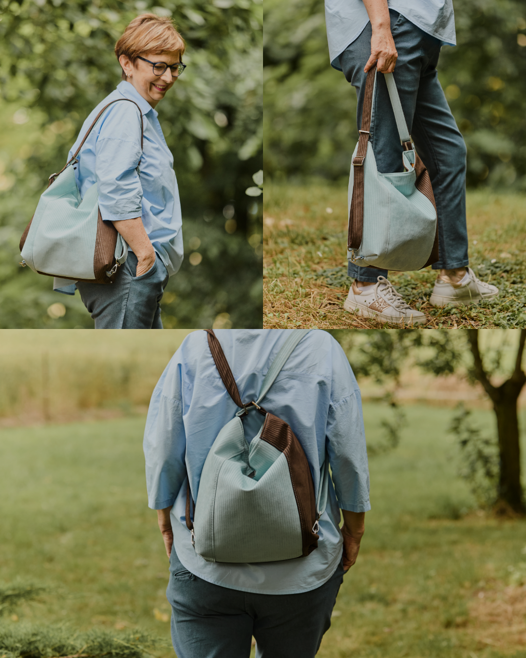 Borsa zaino Anselmina blu grigio